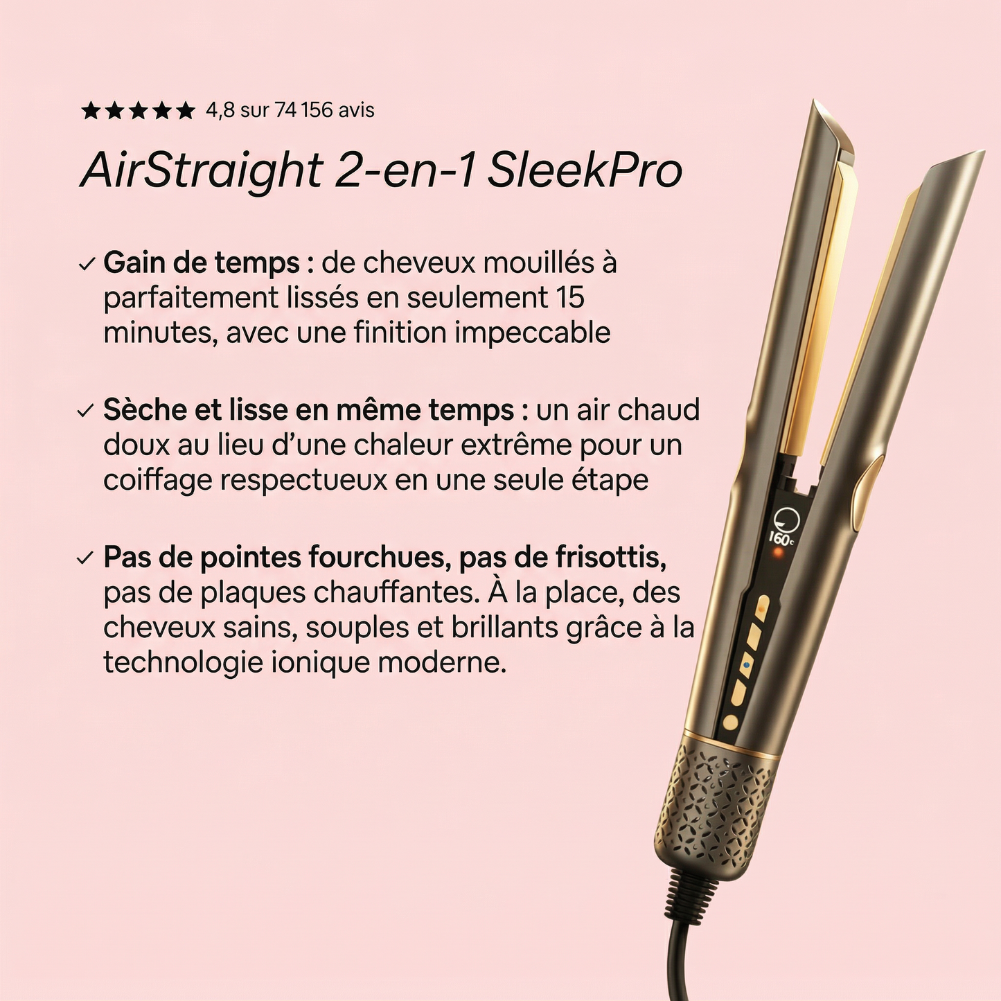 AirStraight™ — Le 2-en-1 qui sèche et lisse en une passe