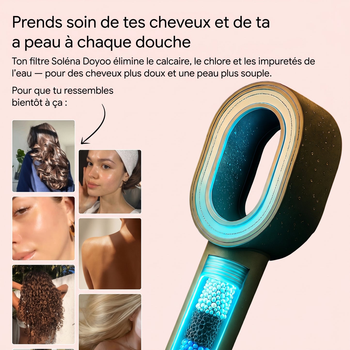 Pommeau de douche filtre beauté Soléna Pure™ 3-en-1